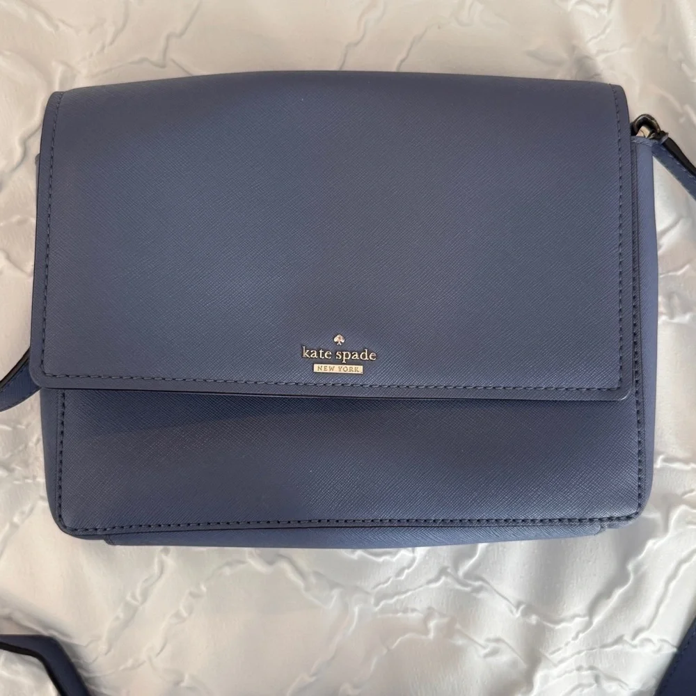 Kate Spade Blue Crossbody Classic Flap Purse Handbag Bag